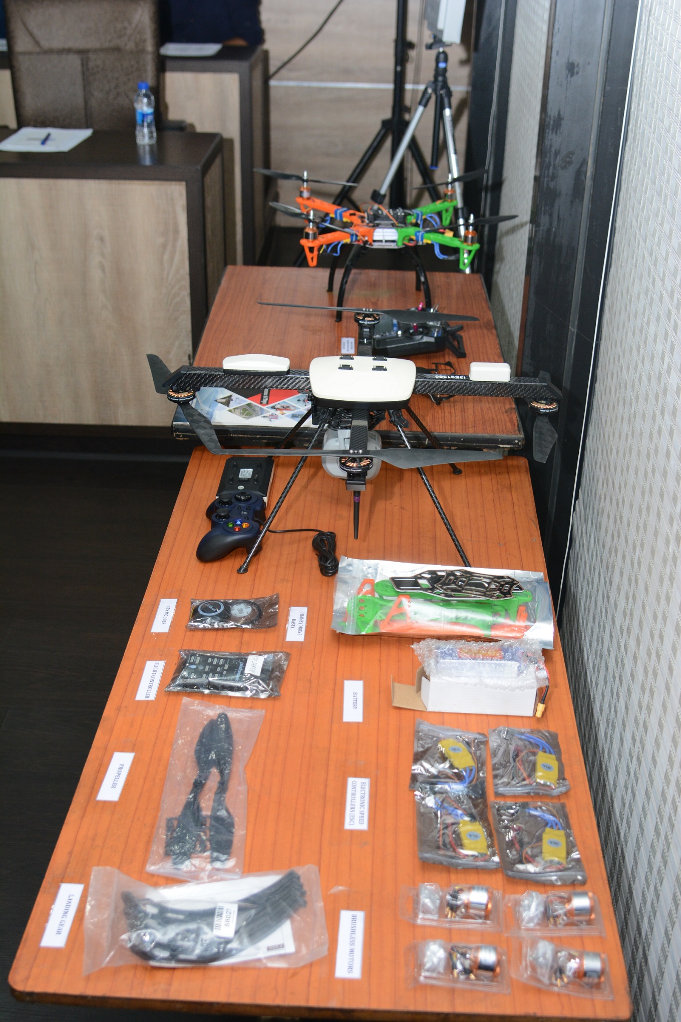 Display of Drones and ancillaries during the seminar.