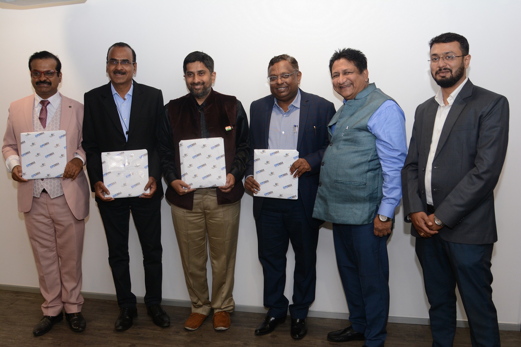 From left to right - Dr. Vivek G. Mendonsa, Group Director, Lawrence & Mayo India Pvt. Ltd., Mumbai; Mr. K. Ramesh, Product Head, Lawrence & Mayo India Pvt. Ltd.; Mr. G. N. Madhu, Growth & Investment Advisor, Garuda Aerospace Pvt. Ltd.; Mr. S Gabriel, AGM, Lawrence & Mayo India Pvt. Ltd., Kolkata; Mr. D. J. Basu, Director (Personnel & Administration) & Tech Centre Coordinator, EEPC India; Mr. Shibasish Sen, 3D Design Engineer, EEPC India Technology Centre.