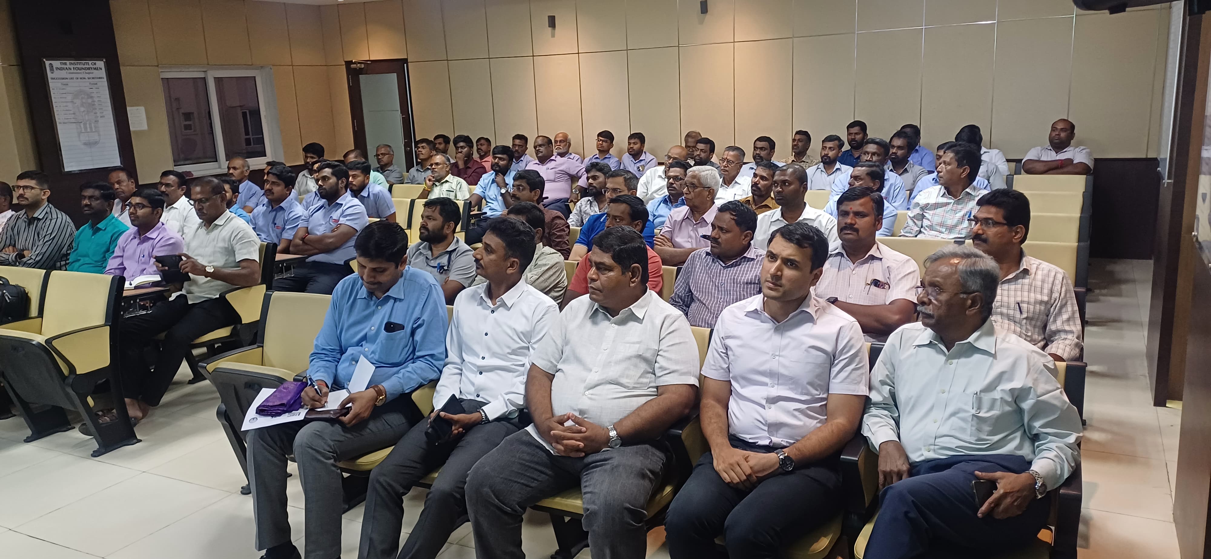 Gathering at the session. Dr. S Chandrasekar, Convenor, EEPC India Coimbatore Chapter (first row- far right) and Mr J V Raja Gopal Rao, Regional Director (Southern Region), EEPC India (first row- 5th from right) also present.