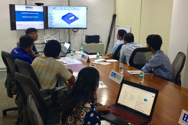 Mr. Ashok Kumar  Product Manager, SolidCam India (Seating extreme left - front row) making presentaion at the session.