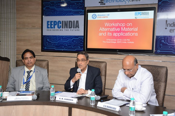 from L - Dr Avanish Kumar Srivastava, Director, CSIR AMPRI , Mr Arun Kumar Garodia, Vice Chairman, EEPC India and Mr G.K.Madhogaria, Dy Regional Chairman (ER), EEPC India 