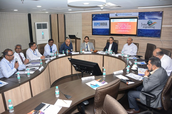 At the head table from L  - Dr Avanish Kumar Srivastava, Director, CSIR AMPRI  Mr Arun Kumar Garodia, Vice Chairman, EEPC India and Mr G.K.Madhogaria, Dy Regional Chairman (ER), EEPC India , Mr Adhip Mitra, Additional Executive Director & Secretary, EEPC India and Mr Bhaskar Sarkar, Advisor, EEPC India Technology Centre . Dr S K S Rathore, Sr Principal Scientist, CSIR-AMPRI is seen.